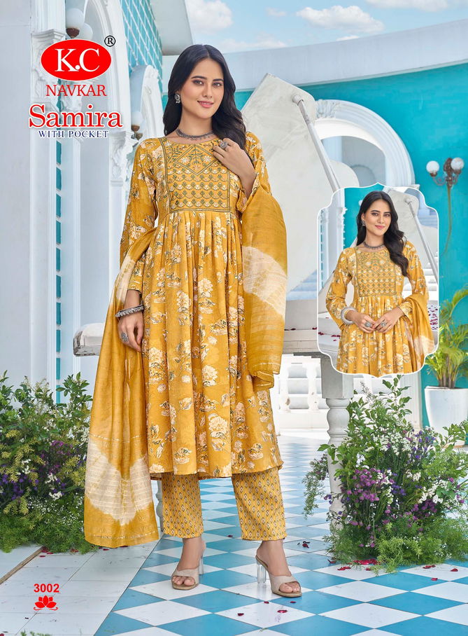 Samira 3 By Kc Capsul Foil Printed Kurti With Bottom Dupatta Wholesale Price In Surat
